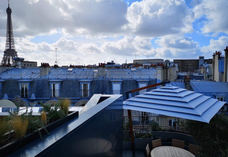 Parasol iroko toit terrasse paris