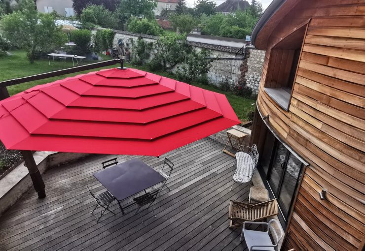 très grand parasol Sirio Rouge multivalvola